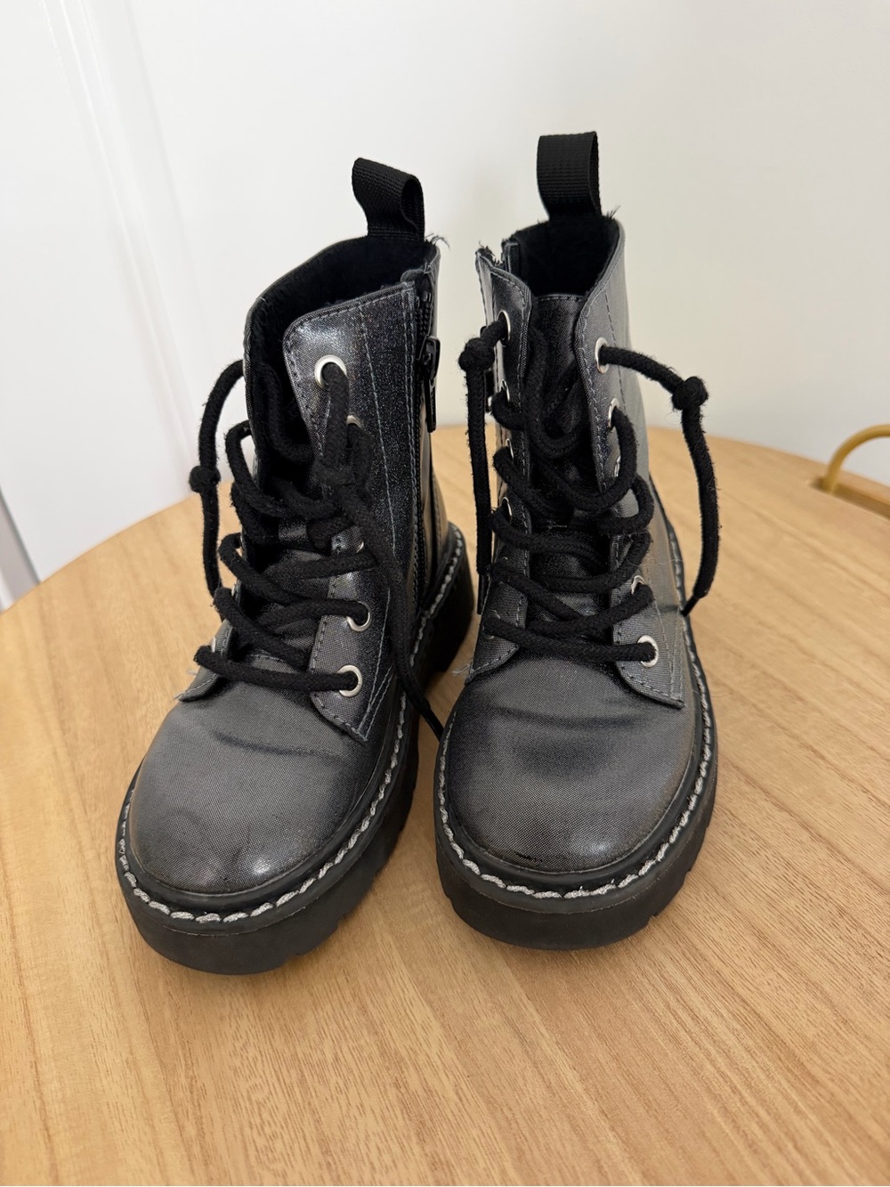 H&M Black Kids Lace-Up Platform Boots
